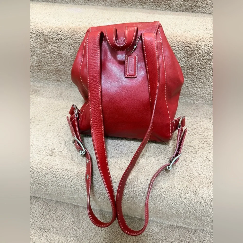 Vintage Coach Legacy Drawstring Leather Backpack dark red leather Style #9569